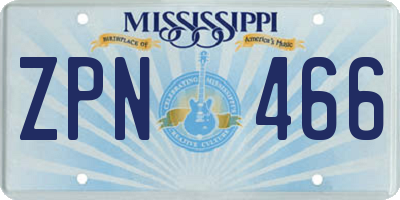 MS license plate ZPN466