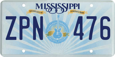 MS license plate ZPN476