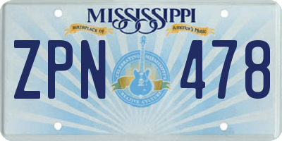 MS license plate ZPN478