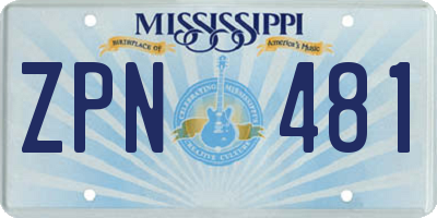 MS license plate ZPN481