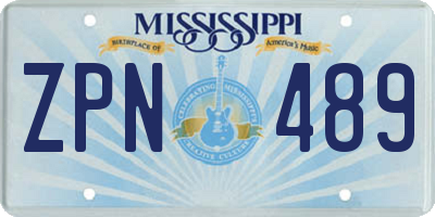 MS license plate ZPN489