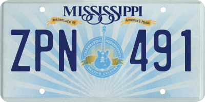 MS license plate ZPN491