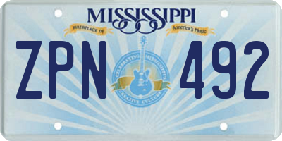 MS license plate ZPN492