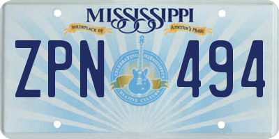 MS license plate ZPN494