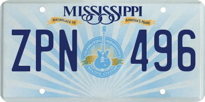 MS license plate ZPN496