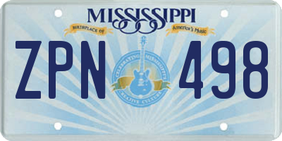 MS license plate ZPN498