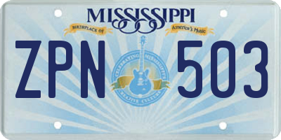 MS license plate ZPN503
