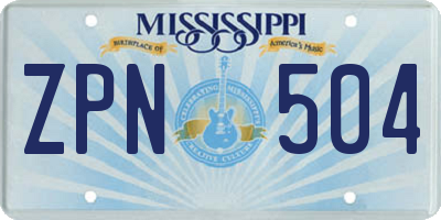 MS license plate ZPN504