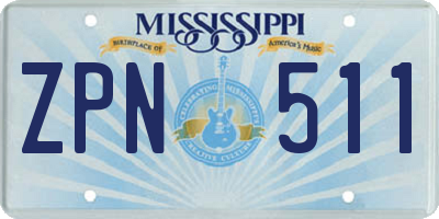 MS license plate ZPN511