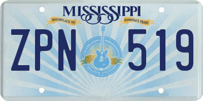 MS license plate ZPN519