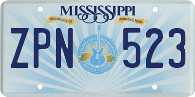 MS license plate ZPN523