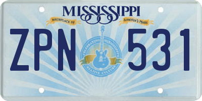 MS license plate ZPN531