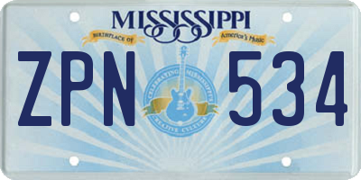 MS license plate ZPN534