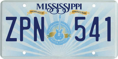 MS license plate ZPN541