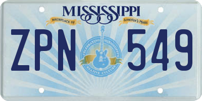 MS license plate ZPN549