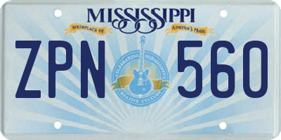 MS license plate ZPN560