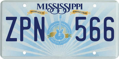 MS license plate ZPN566