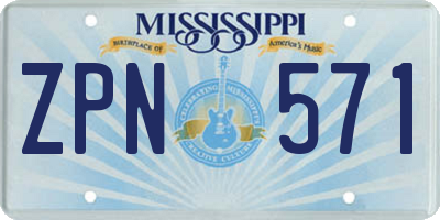 MS license plate ZPN571