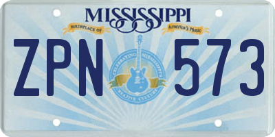 MS license plate ZPN573