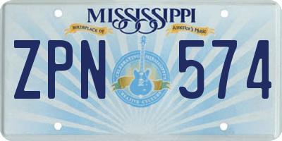 MS license plate ZPN574