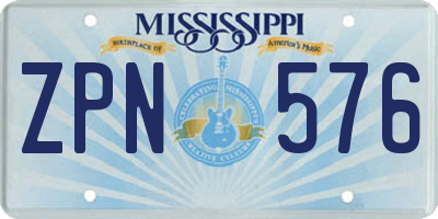 MS license plate ZPN576