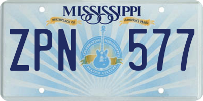 MS license plate ZPN577
