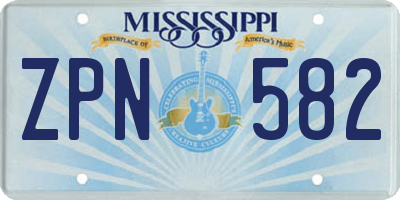 MS license plate ZPN582