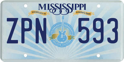 MS license plate ZPN593