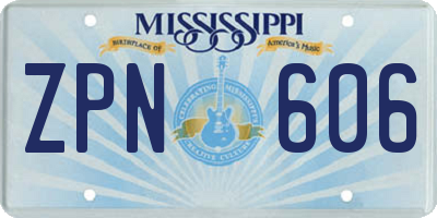 MS license plate ZPN606