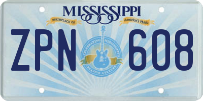 MS license plate ZPN608