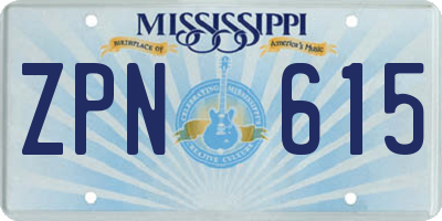 MS license plate ZPN615