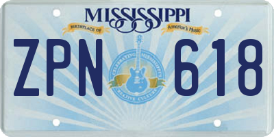 MS license plate ZPN618