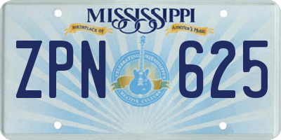 MS license plate ZPN625