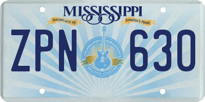 MS license plate ZPN630