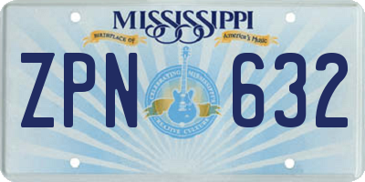 MS license plate ZPN632