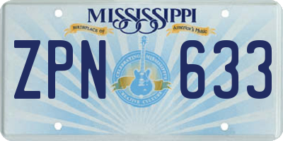 MS license plate ZPN633