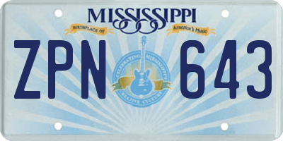 MS license plate ZPN643