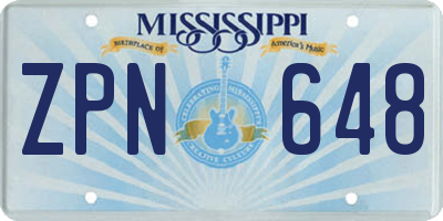 MS license plate ZPN648
