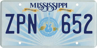 MS license plate ZPN652