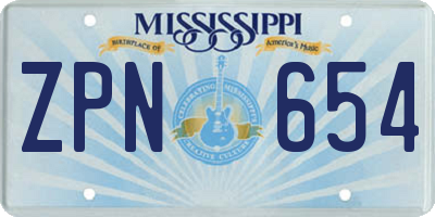 MS license plate ZPN654