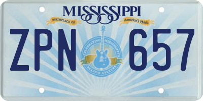MS license plate ZPN657