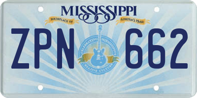 MS license plate ZPN662