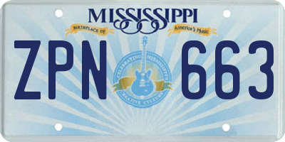 MS license plate ZPN663