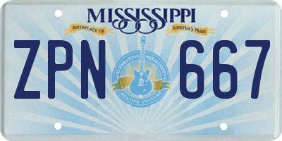 MS license plate ZPN667