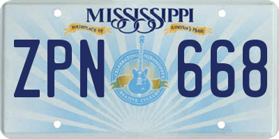 MS license plate ZPN668