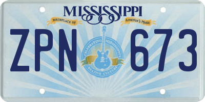 MS license plate ZPN673