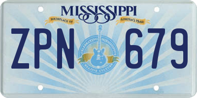 MS license plate ZPN679