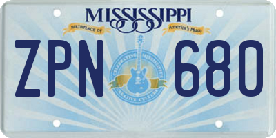 MS license plate ZPN680