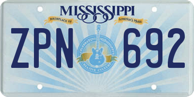 MS license plate ZPN692