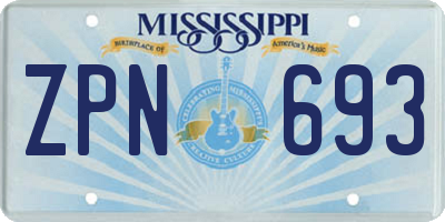 MS license plate ZPN693